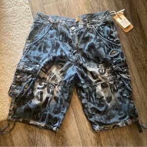 Men's Blue Graphic Cargo Shorts